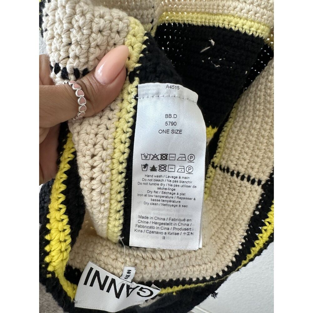 GANNI Ruffled Striped Knit Tote - Picture 4 of 6